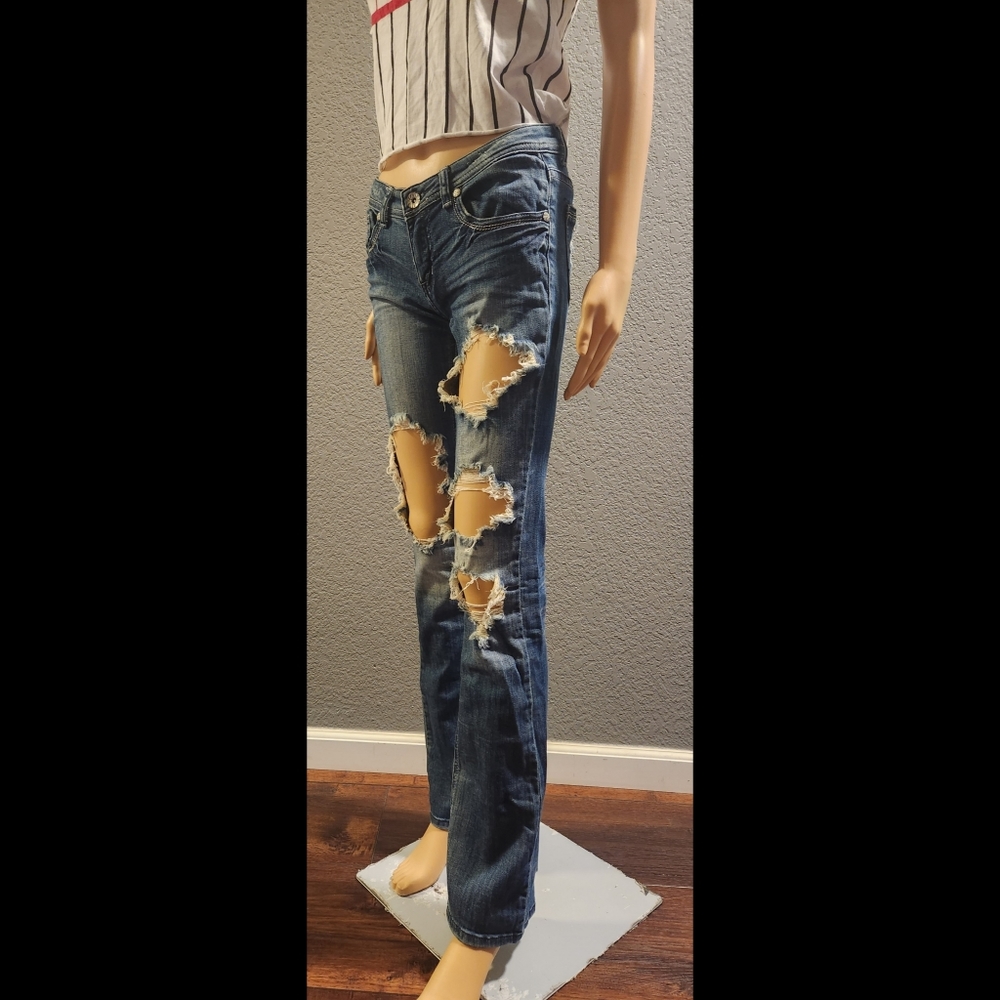 Machine Distressed Jeans - Picture 7 of 16